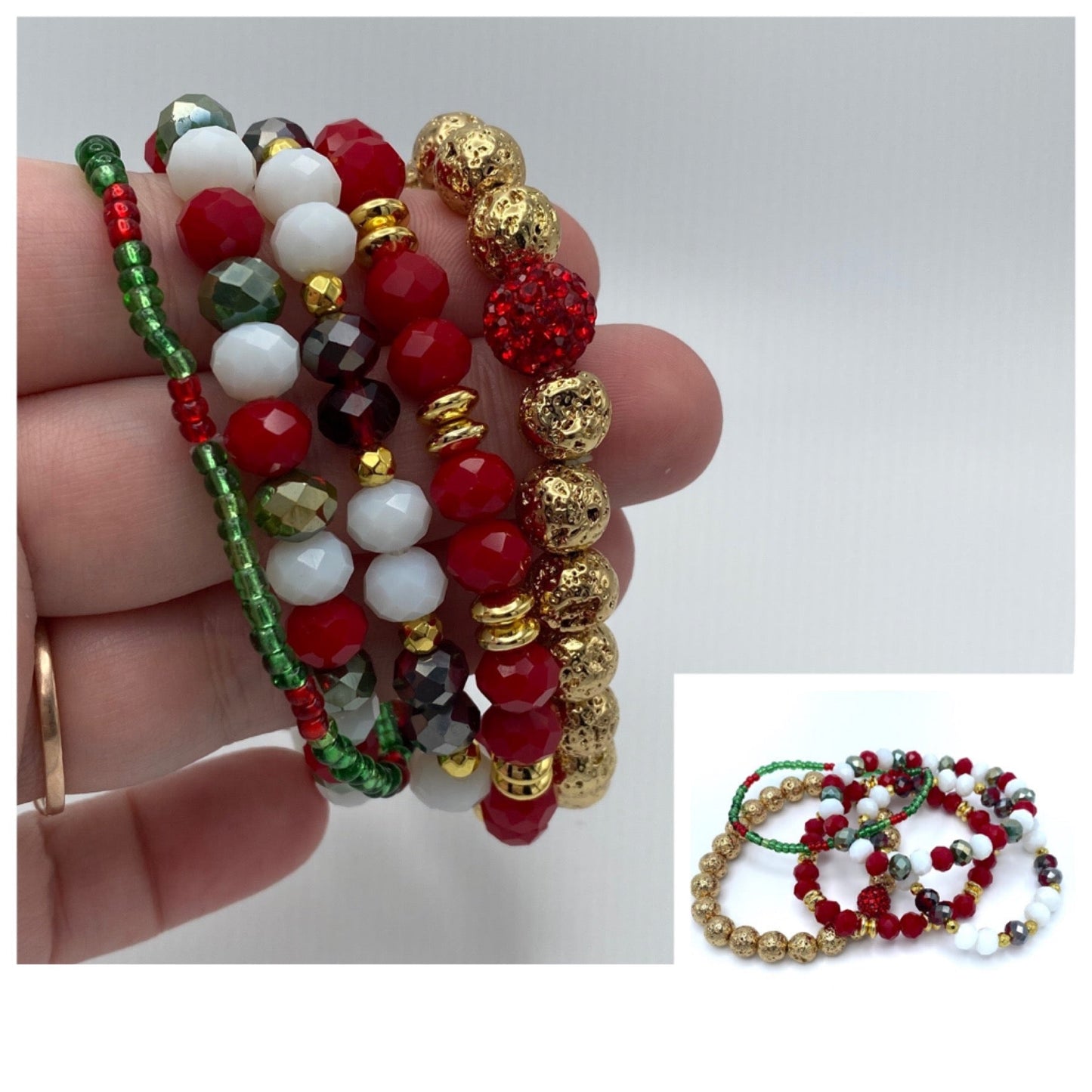 Bracelet Pack - Gold, Red, & Green Mini