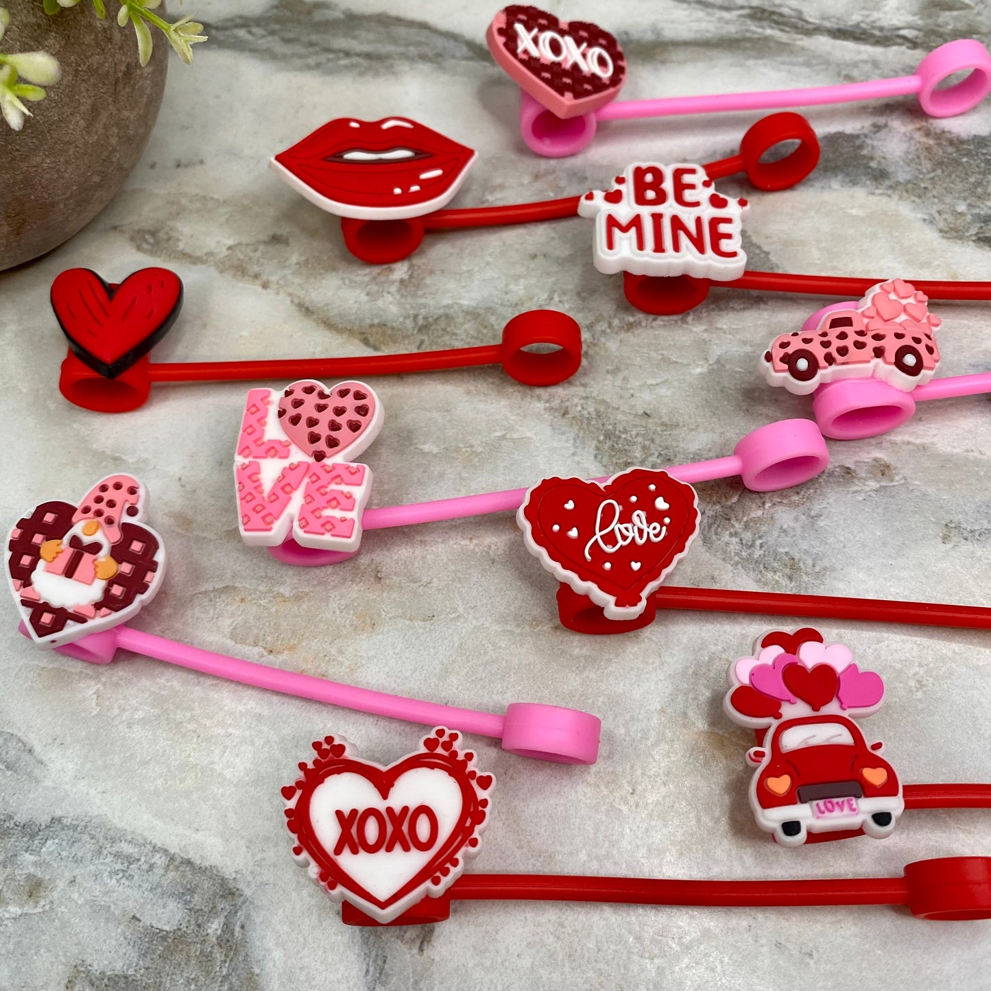 Silicone Straw Toppers Tumbler - Valentine’s Day